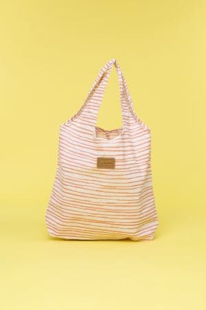 Kwooksta kleiner wiederverwendbarer Shopper Einkaufstasche aus Bio Baumwolle in Orange/Pfirsich.