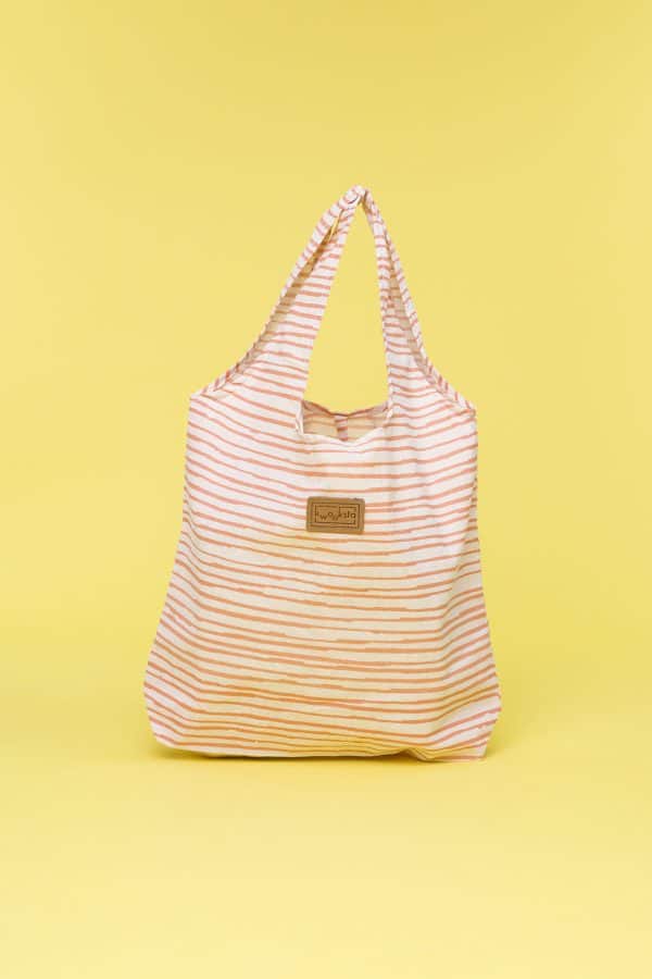 Kwooksta kleiner wiederverwendbarer Shopper Einkaufstasche aus Bio Baumwolle in Orange/Pfirsich.