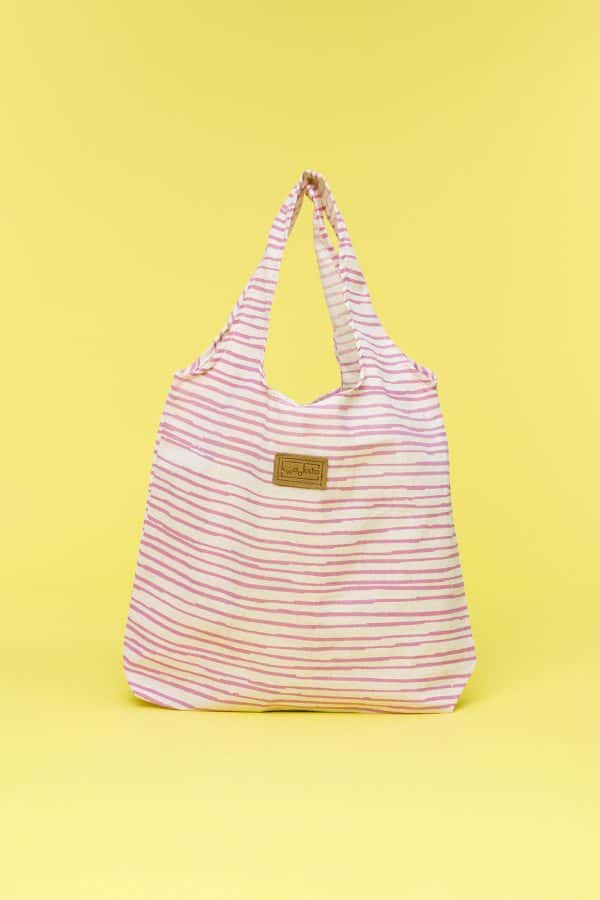Kwooksta kleiner wiederverwendbarer Shopper Einkaufstasche aus Bio Baumwolle in Pink.